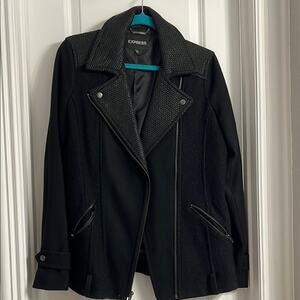 Express Black Moto Jacket with Asymmetrical Zipper | Size M